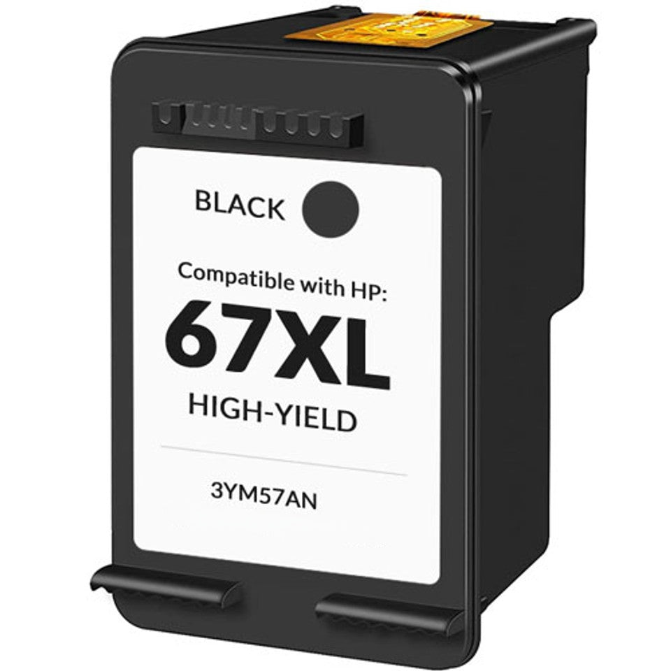 Black Ink Cartridge 67XL 3YM57AN compatible with HP DeskJet and Envy printers, delivering crisp prints up to 240 pages.