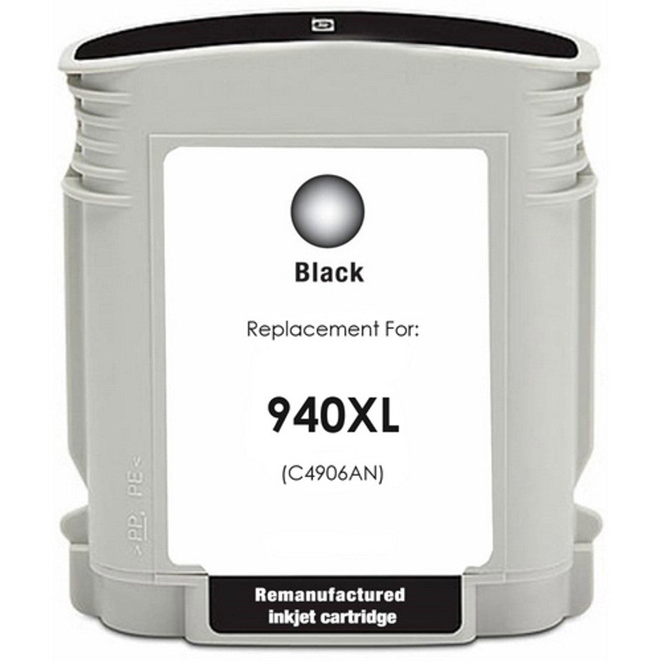 HP 940XL Black Compatible Ink Cartridge – high-yield 2200 pages for OfficeJet 8000 and 8500 series printers.