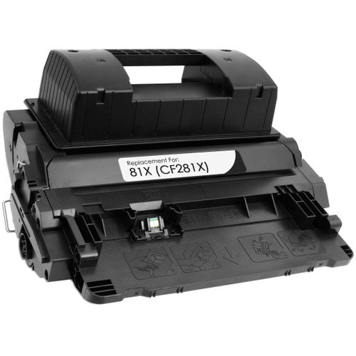 High-yield Black Toner Cartridge CF281X compatible for HP LaserJet Enterprise M604, M605, M606, and M630 printers, 25,000-page capacity.