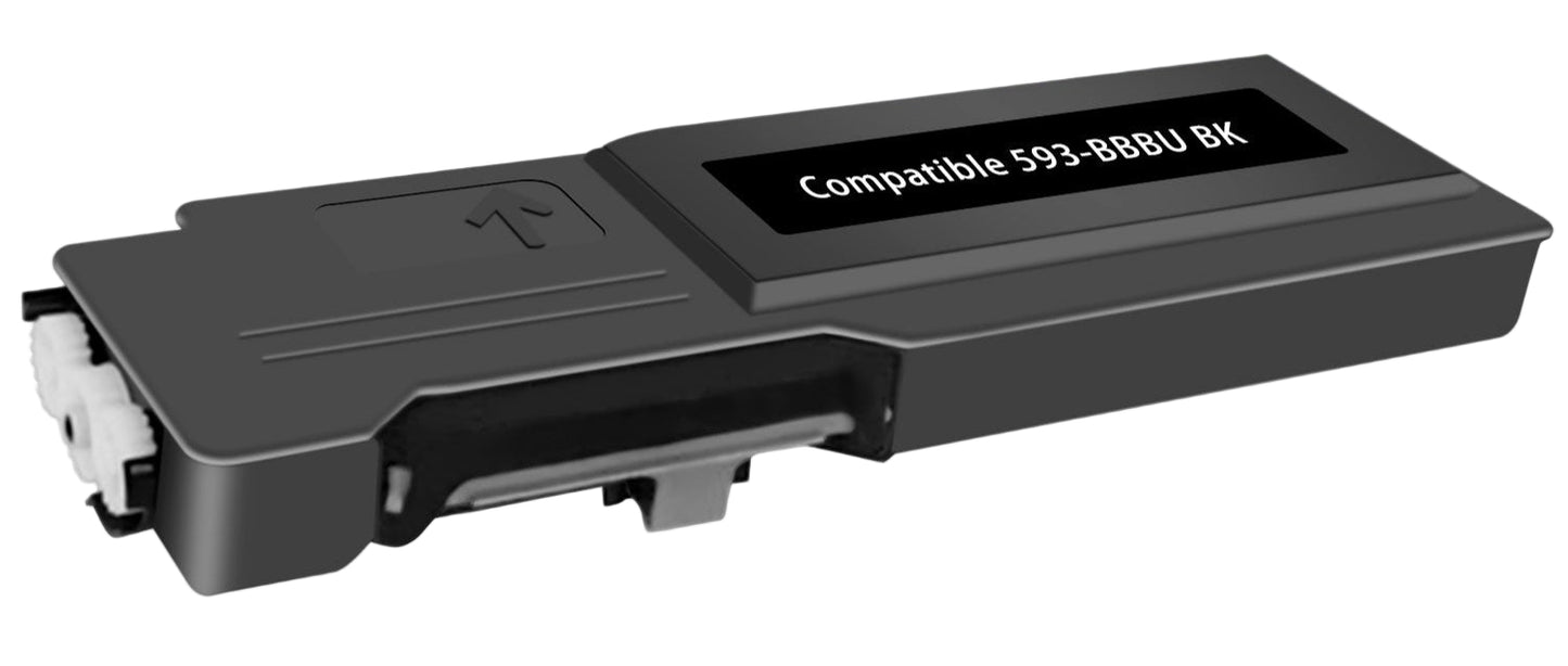 Black Toner Cartridge 593-BBBU compatible for Dell printers C2660DN and C2665DNF, high yield 6000 pages.
