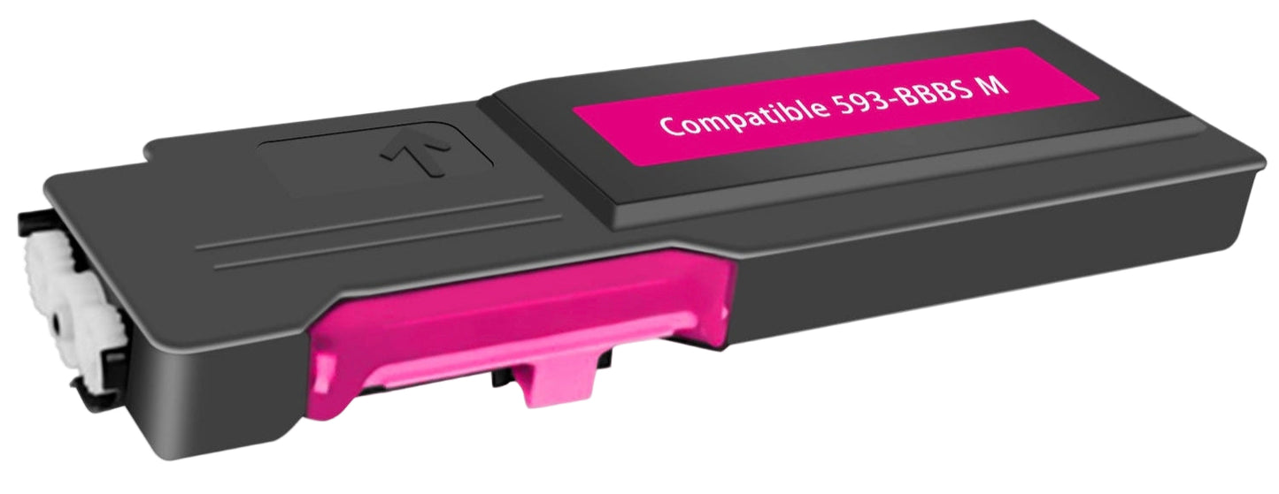 Magenta Toner Cartridge 593-BBBS compatible for Dell C2660DN and C2665DNF printers, high yield 4000 pages.