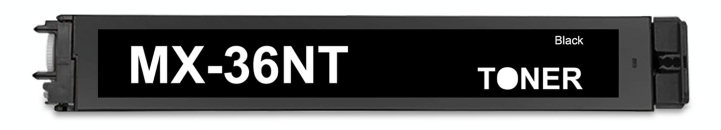 MX-36NT Black Compatible Toner Cartridge for Sharp MX-2610N / MX-3610N – 24,000-page high-yield black toner.