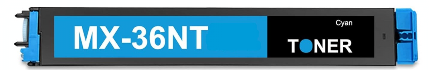 MX-36NT Cyan Compatible Toner Cartridge for Sharp MX-2610N / MX-3610N – 15,000-page high-yield cyan toner.