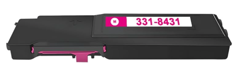 Magenta Toner Cartridge 331-8431/22 compatible for Dell C3760, C3760DN, C3760N, C3765, and C3765DNF printers, high yield 9,000 pages.