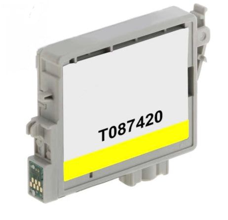 T087420 Yellow Compatible Epson Ink Cartridge, 915-page yield.