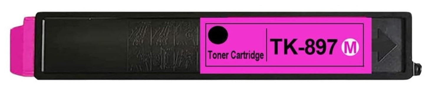 Compatible TK-897 Magenta toner cartridge for Kyocera printers FS C8520, C8525, TASKalfa 205c, and 255c.