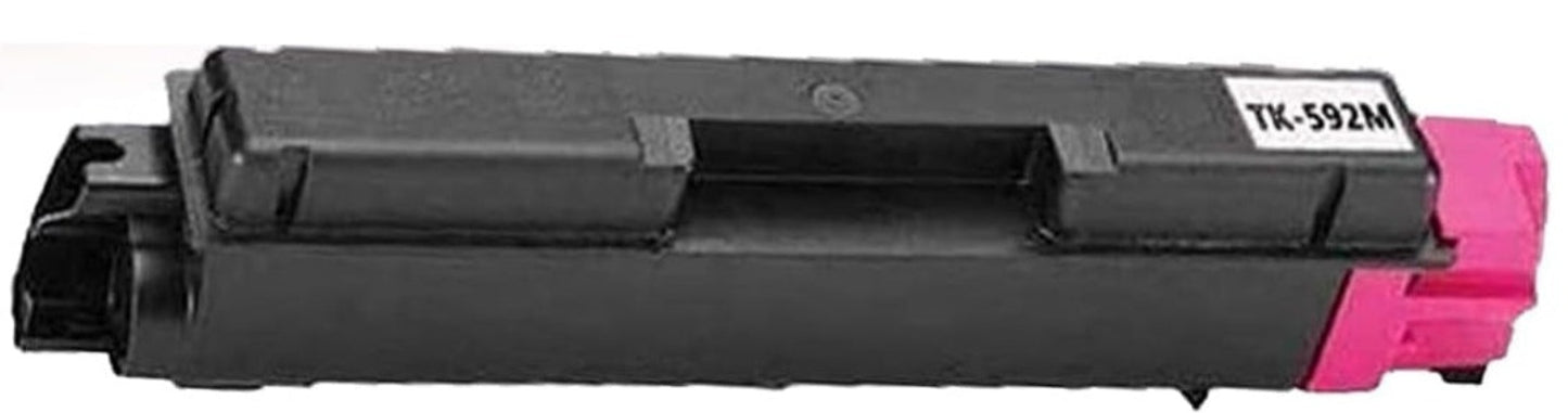 Compatible TK-592 Magenta toner cartridge for Kyocera printers FS C2026MFP, C2126MFP, C2526, C2626, and 5250DN.