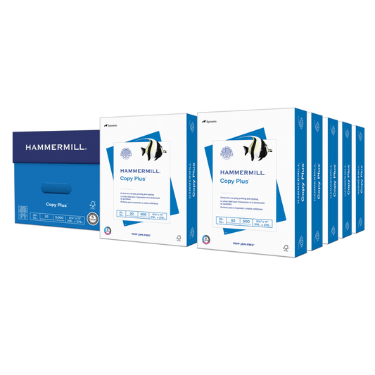 Hammermill Copy Plus Copy Paper, White, Letter (8.5" x 11"), 5000 Sheets Per Case, 20 Lb, 92 Brightness, FSC Certified