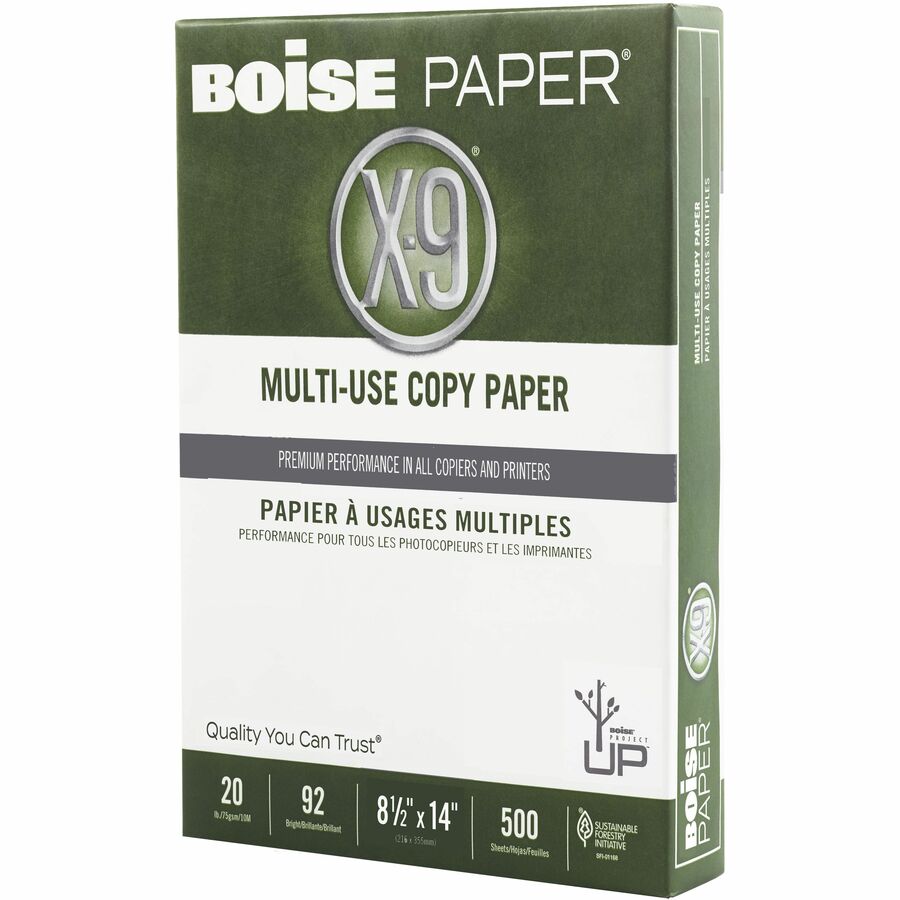 Boise X-9 Multi-Use Printer & Copy Paper, White, Legal (8.5" x 14"), 500 Sheets Per Ream, 20 Lb, 92 Brightness