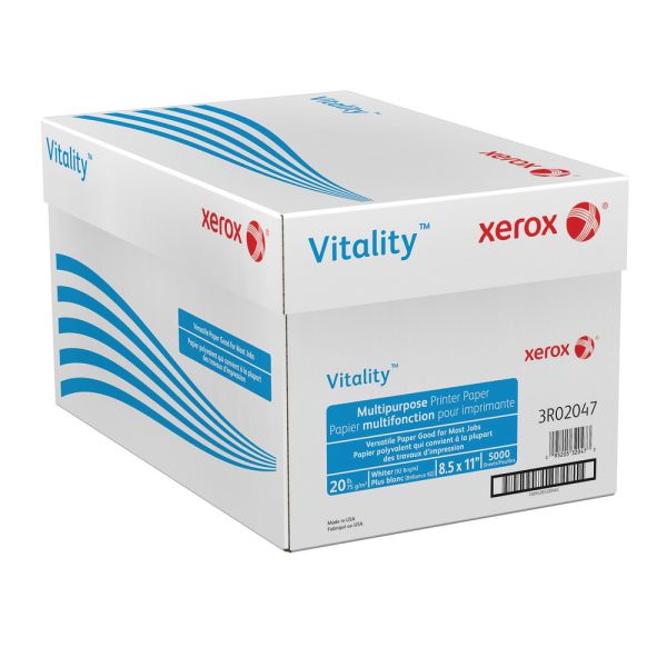 Xerox Vitality Multi-Use Printer & Copy Paper, White, Letter (8.5" x 11"), 5000 Sheets Per Case, 20 Lb, 92 Brightness, FSC Certified