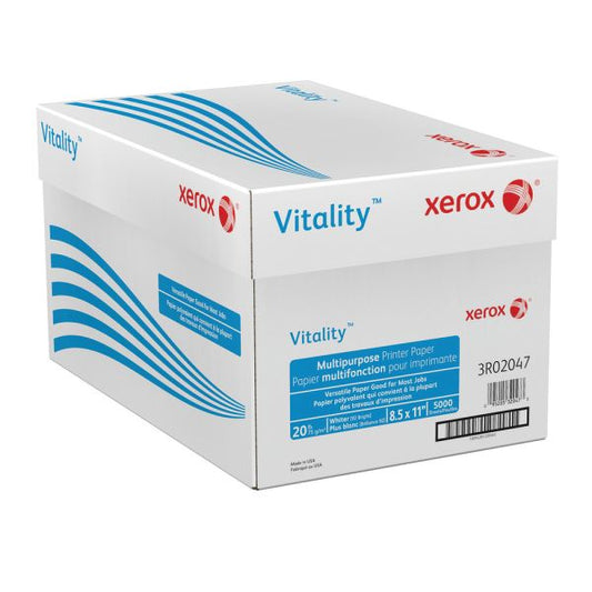 Xerox Vitality Multi-Use Printer & Copy Paper, White, Letter (8.5" x 11"), 5000 Sheets Per Case, 20 Lb, 92 Brightness, FSC Certified