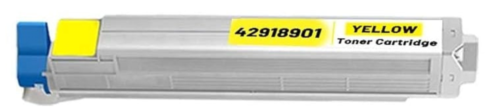 42918901 Yellow Toner Cartridge compatible with Oki Data C9600HDN, C9600HN, C9600N, C9800HDN, and C9800HN printers