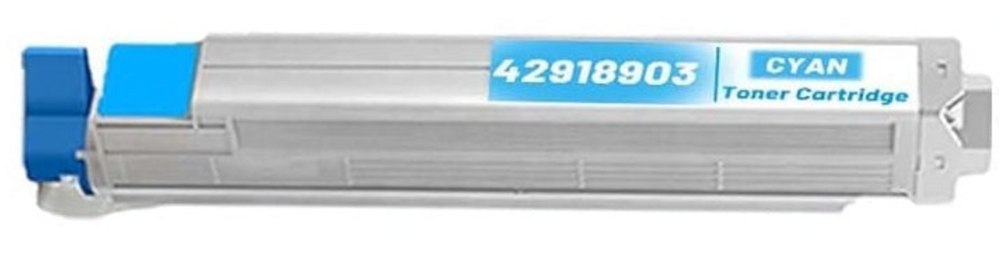 42918903 Cyan Toner Cartridge compatible with Oki Data C9600HDN, C9600HN, C9600N, C9800HDN, and C9800HN printers