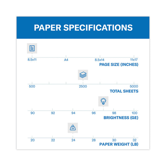 Hammermill Premium Multi-Use Printer & Copy Paper, White, Letter (8.5" x 11"), 2500 Sheets Per Case, 24 Lb, 97 Brightness