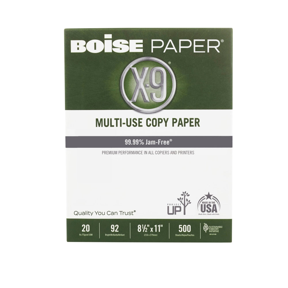 Boise X-9 Multi-Use Printer & Copy Paper, White, Letter (8.5" x 11"), 5000 Sheets Per Case, 20 Lb, 92 Brightness