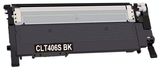 Black CLT-406S compatible toner cartridge for Samsung printers, 1500-page yield.