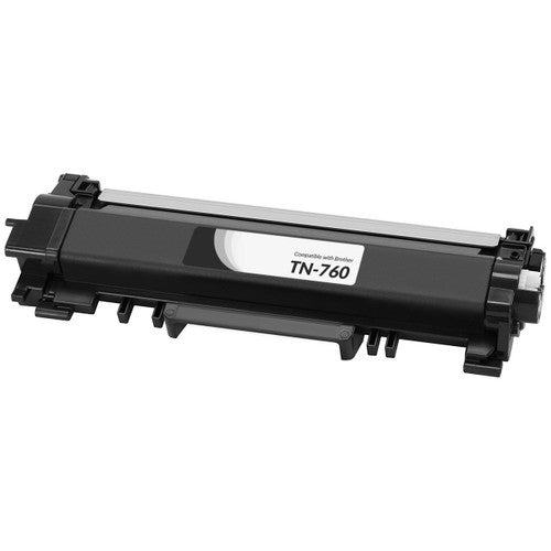 Compatible Brother TN760 Black Toner Cartridge – high-yield 3,000-page replacement for Brother DCP-L2550, HL-L2390, and MFC-L2750 printers.