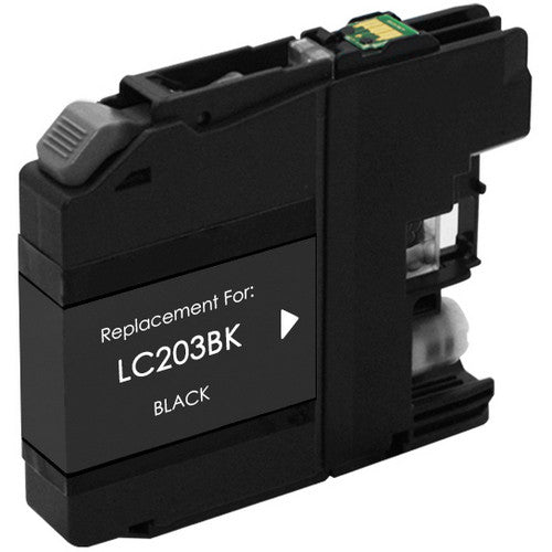 LC203 black compatible ink cartridge for Brother printers, high-quality 550-page yield replacement for MFC J-series models.