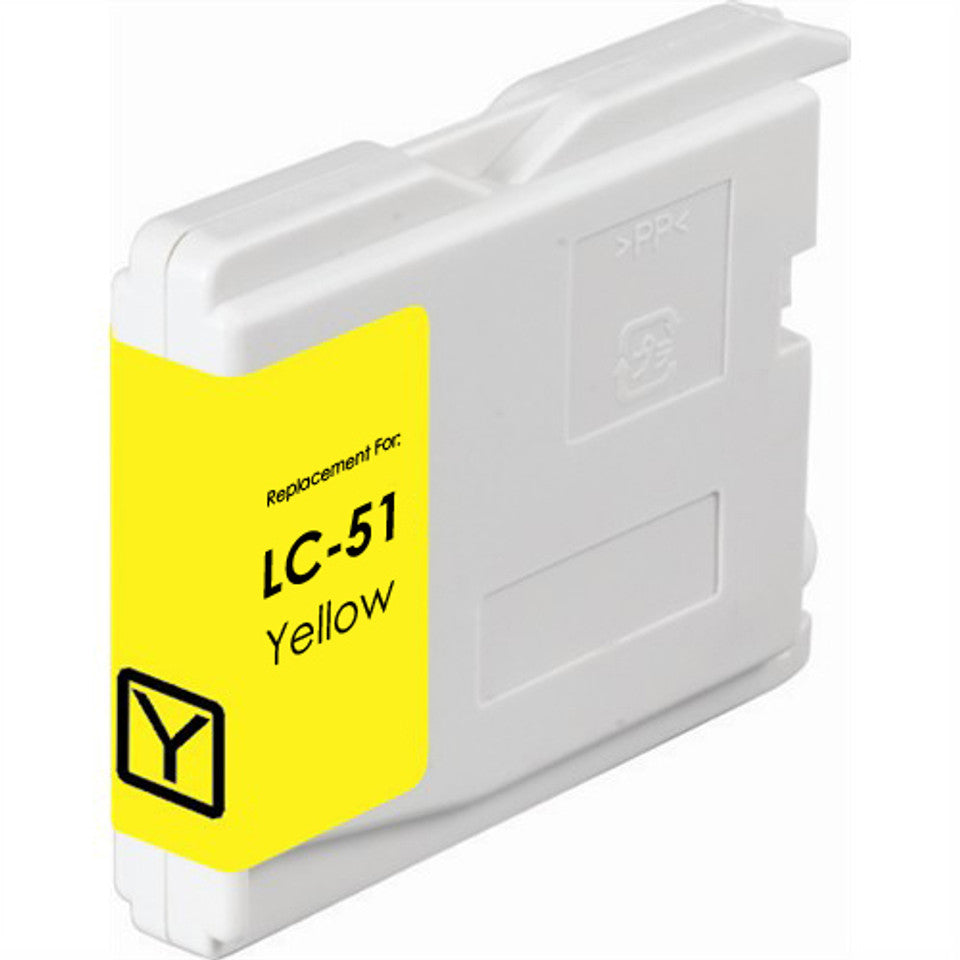 LC51 Yellow compatible ink cartridge for Brother printers, 400-page yield, vibrant yellow, fits MFC-240C, 440CN, 665CW, DCP-130C, 330C, 540CN, 750CW