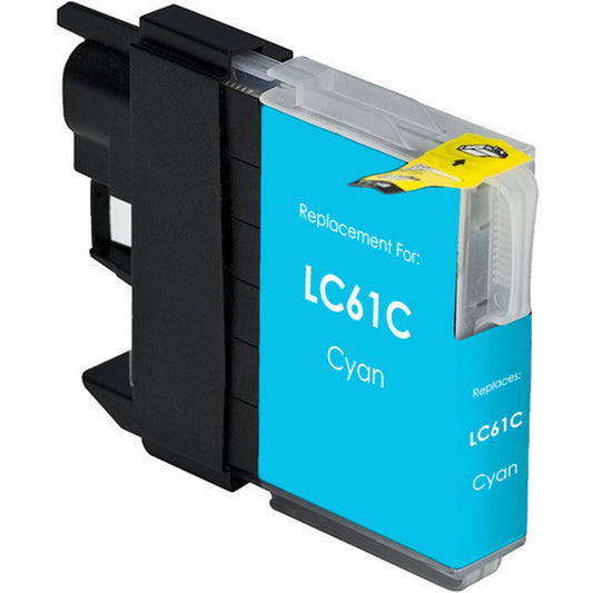 LC61/65 Cyan compatible ink cartridge for Brother printers, 325-page yield, vibrant cyan, fits MFC-5890, 5895, 6490, 6890