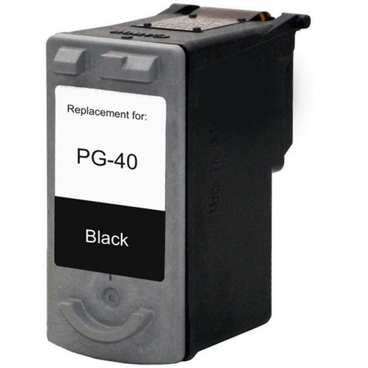 Black PG-40 compatible ink cartridge for Canon printers, delivering sharp text and reliable printing performance for PIXMA IP1600, IP1700, and IP1800.