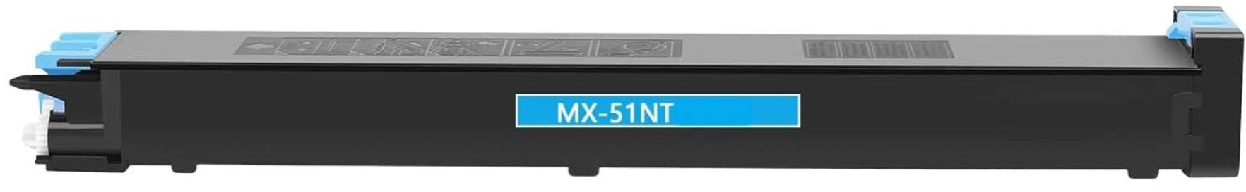 Cyan MX-51NT compatible toner cartridge for Sharp printers, 18,000-page yield.