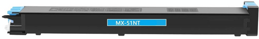 Cyan MX-51NT compatible toner cartridge for Sharp printers, 18,000-page yield.