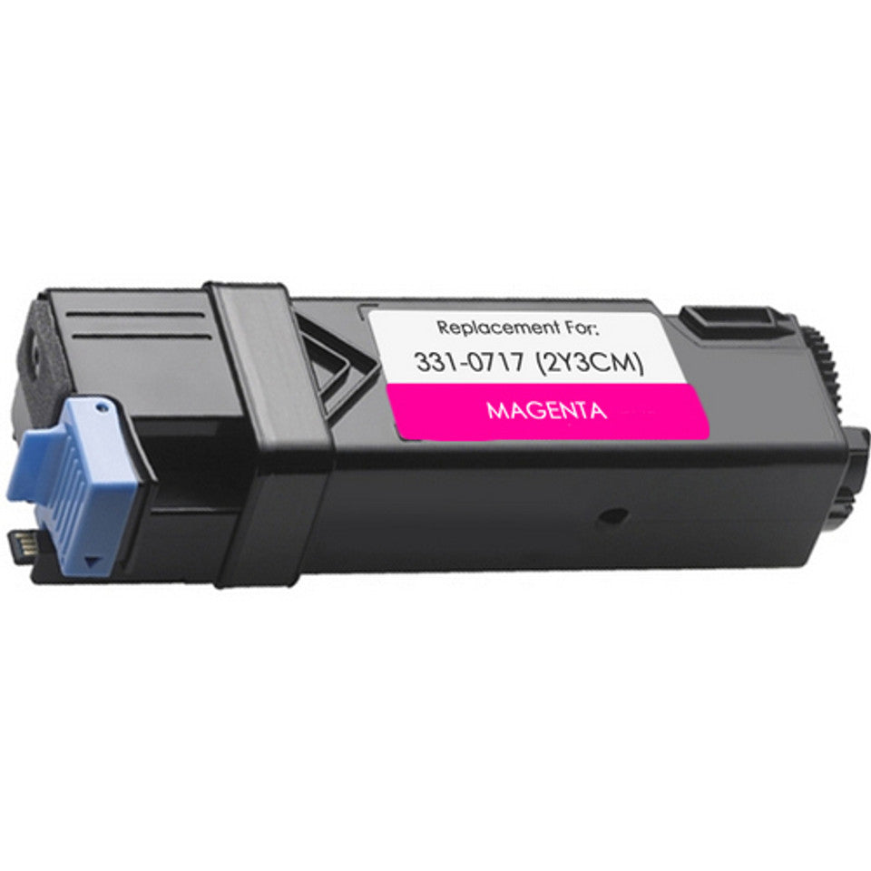 Compatible Dell 331-0717/2Y3CM magenta toner cartridge for Dell 2150cdn, 2150cn, 2155cdn, and 2155cn printers, high-yield 3,000 pages for vibrant printing.