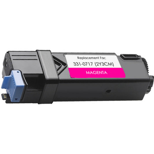 Compatible Dell 331-0717/2Y3CM magenta toner cartridge for Dell 2150cdn, 2150cn, 2155cdn, and 2155cn printers, high-yield 3,000 pages for vibrant printing.