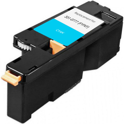 Cyan compatible toner cartridge 331‑0777 for Dell printers, 1400-page yield