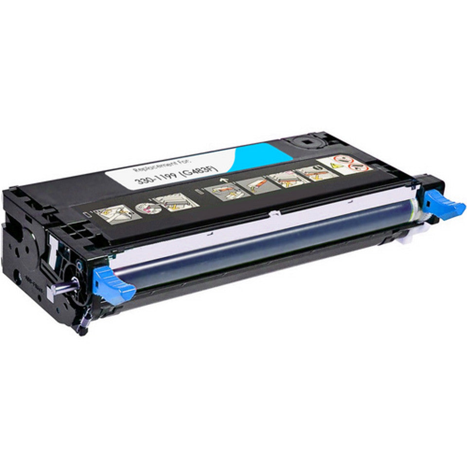 Cyan 330-1199 (G483F) high-yield toner for Dell 3130cn, delivering vivid color prints and reliable performance up to 9000 pages.