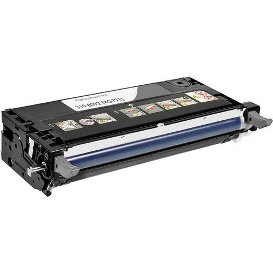 Compatible Dell 310-8092 black toner cartridge for Dell 3110cn and 3115cn printers, high-yield 8,000 pages for reliable, professional office printing.