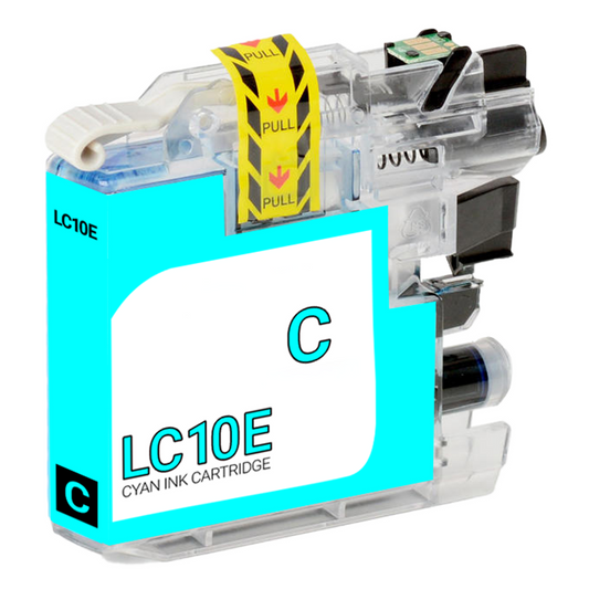 LC10E Cyan compatible ink cartridge for Brother printers, 1200-page yield, vibrant cyan, fits MFC-J6925DW