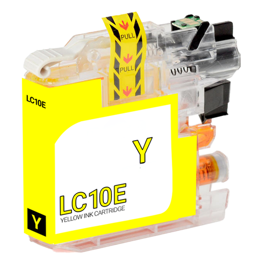 LC10E Yellow compatible ink cartridge for Brother printers, 1200-page yield, vibrant yellow, fits MFC-J6925DW
