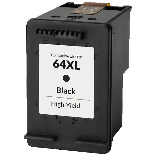HP 64XL black compatible ink cartridge, high-yield 600 pages for ENVY printers.