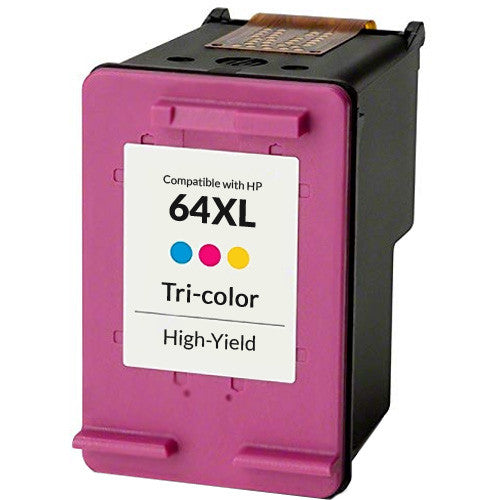 HP 64XL color compatible ink cartridge, high-yield 415 pages for ENVY printers.