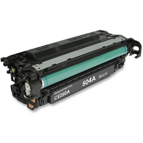 Toner Cartridge CE250A (504A) Black Compatible for HP LaserJet CP3525 and CM3530 printers, high-yield 5000 pages.