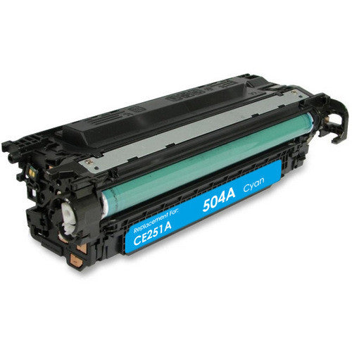 CE251A (504A) Cyan Toner Cartridge compatible for HP printers. Prints up to 7,000 pages of vivid, professional color—reliable, high-quality, and cost-efficient.