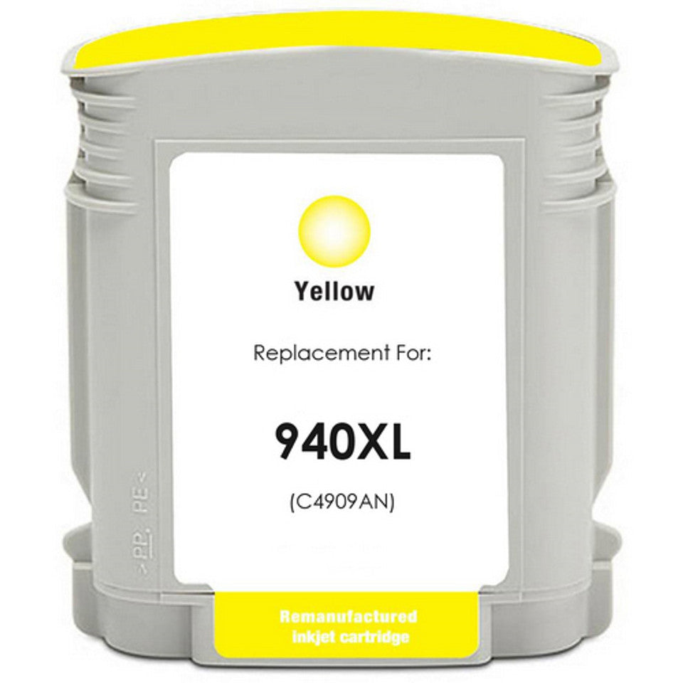 HP 940XL Yellow Compatible Ink Cartridge – high-yield 1400 pages for OfficeJet 8000 and 8500 series printers.
