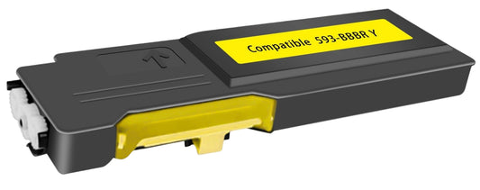 Yellow Toner Cartridge 593-BBBR compatible for Dell C2660DN and C2665DNF printers, high yield 4000 pages.