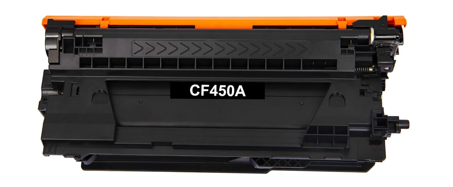HP CF450A (655A) compatible black toner cartridge, high-yield 12,500 pages for HP Color LaserJet Enterprise Flow M681/M682/M652/M653, delivering sharp, professional prints.