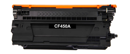 HP CF450A (655A) compatible black toner cartridge, high-yield 12,500 pages for HP Color LaserJet Enterprise Flow M681/M682/M652/M653, delivering sharp, professional prints.