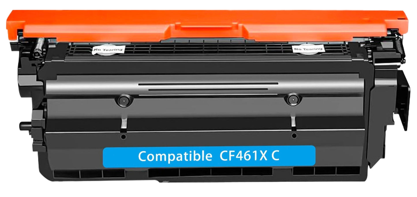 HP CF461X (661X) compatible cyan toner cartridge, extra high-yield 22,000 pages for HP Color LaserJet Enterprise M652/M653, delivering vibrant, professional prints.