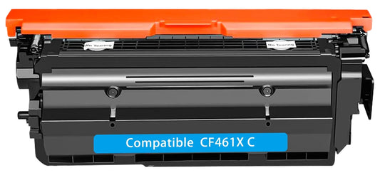 HP CF461X (661X) compatible cyan toner cartridge, extra high-yield 22,000 pages for HP Color LaserJet Enterprise M652/M653, delivering vibrant, professional prints.
