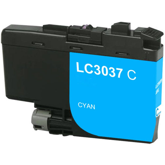 LC3037 Cyan compatible ink cartridge for Brother printers, 1500-page yield, vivid cyan, fits MFC-J5845, J6545, J6945 – High Yield