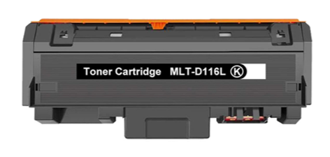 MLT-D116L Black Compatible Toner Cartridge for Samsung SL-M2625D, M2825DW, M2875FD, M2875FW – 3,000-page high-yield black toner.