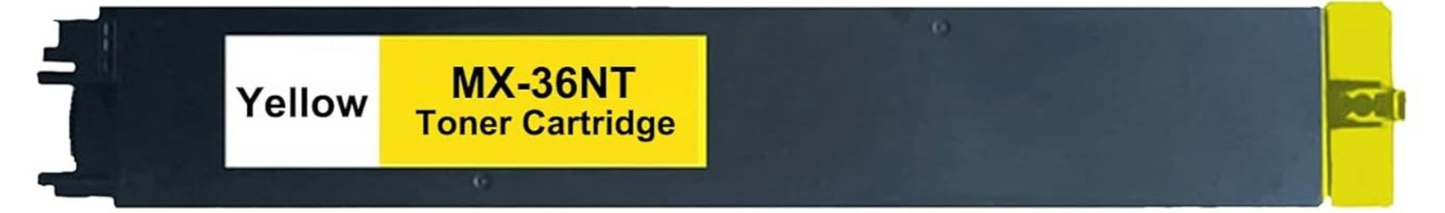 MX-36NT Yellow Compatible Toner Cartridge for Sharp MX-2610N / MX-3610N – 15,000-page high-yield yellow toner.