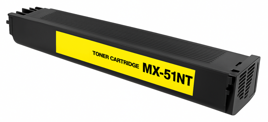 MX-51NT Yellow compatible toner for Sharp printers, 18,000-page high-yield cartridge.