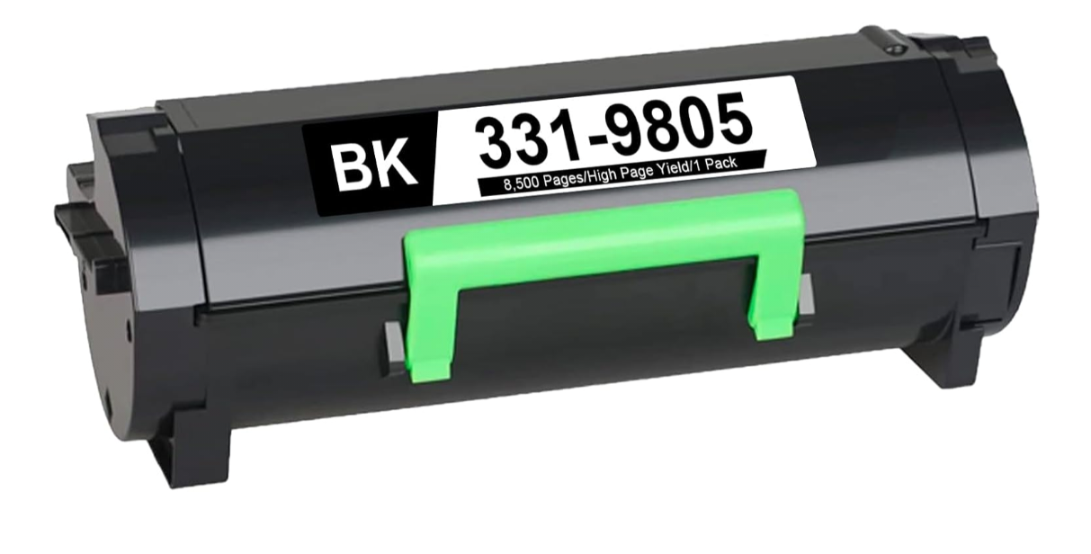Toner Cartridge 331-9805 Compatible for Dell Printer black 8500 pages, high-yield replacement toner for Dell B2360D, B2360DN, B3460DN, B3465DN, B3465DNF.