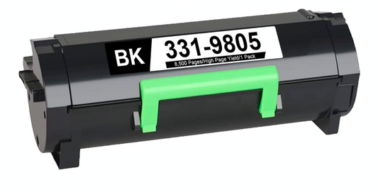 Toner Cartridge 331-9805 Compatible for Dell Printer black 8500 pages, high-yield replacement toner for Dell B2360D, B2360DN, B3460DN, B3465DN, B3465DNF.